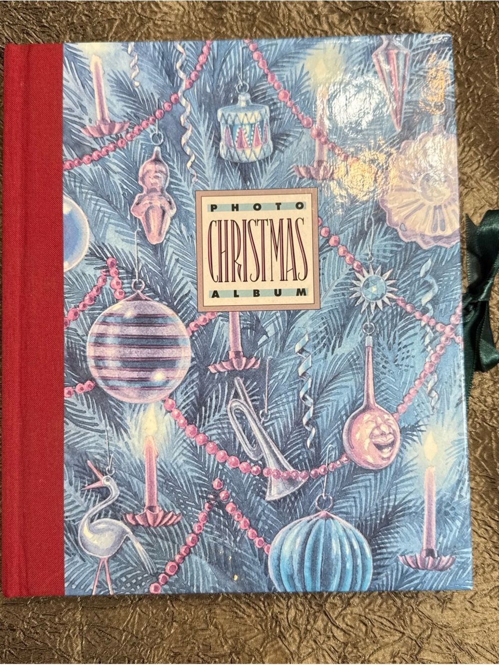Christmas Photo Album - Blue & Pink Vintage Ornament Cover